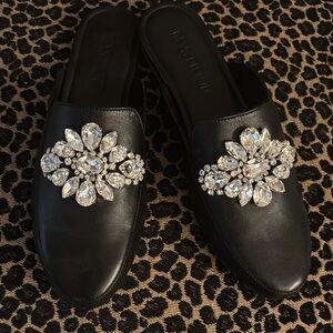 NWOB Mystique Elegant Black Embellished Women's Mules